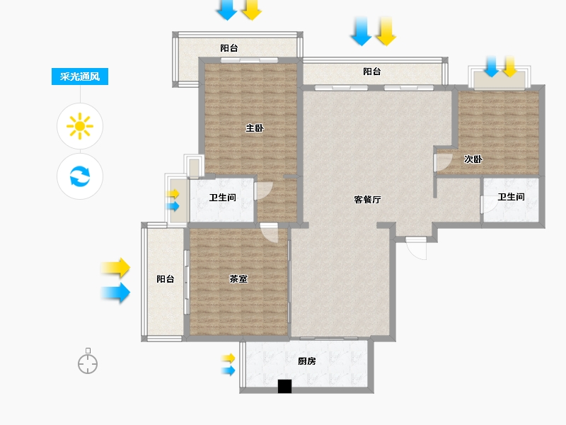 湖北省-武汉市-锦绣汉江-160.00-户型库-采光通风