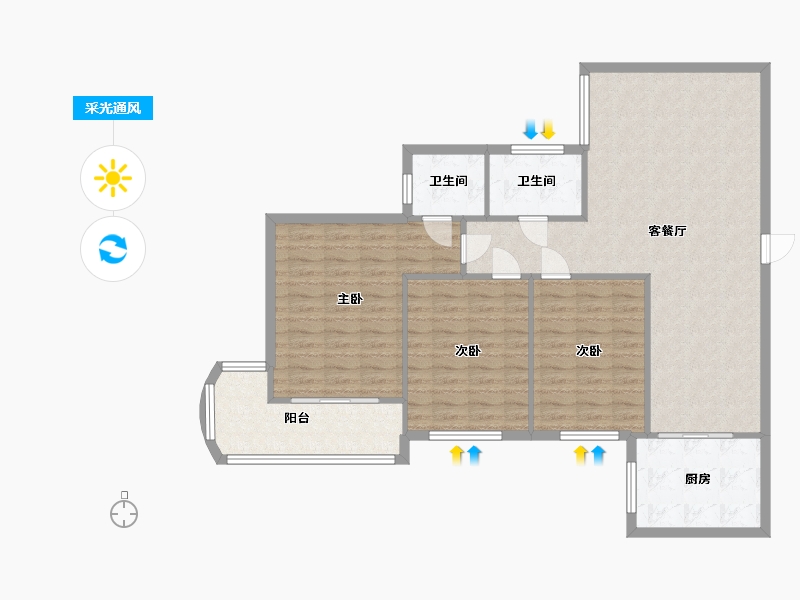 山东省-济南市-华森·碧云天-120.00-户型库-采光通风