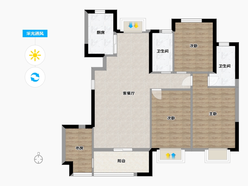 福建省-厦门市-国贸天成-100.00-户型库-采光通风