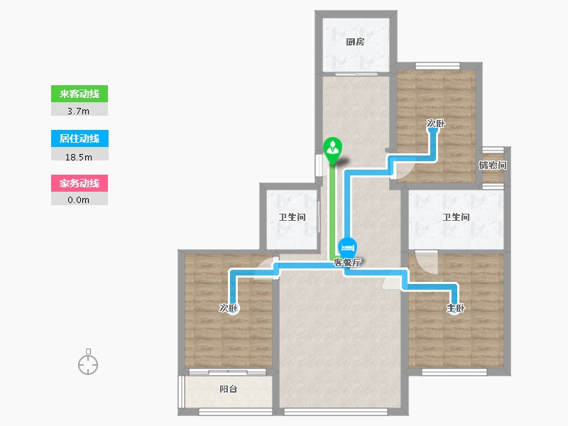 辽宁省-辽阳市-襄平蓝庭-102.00-户型库-动静线