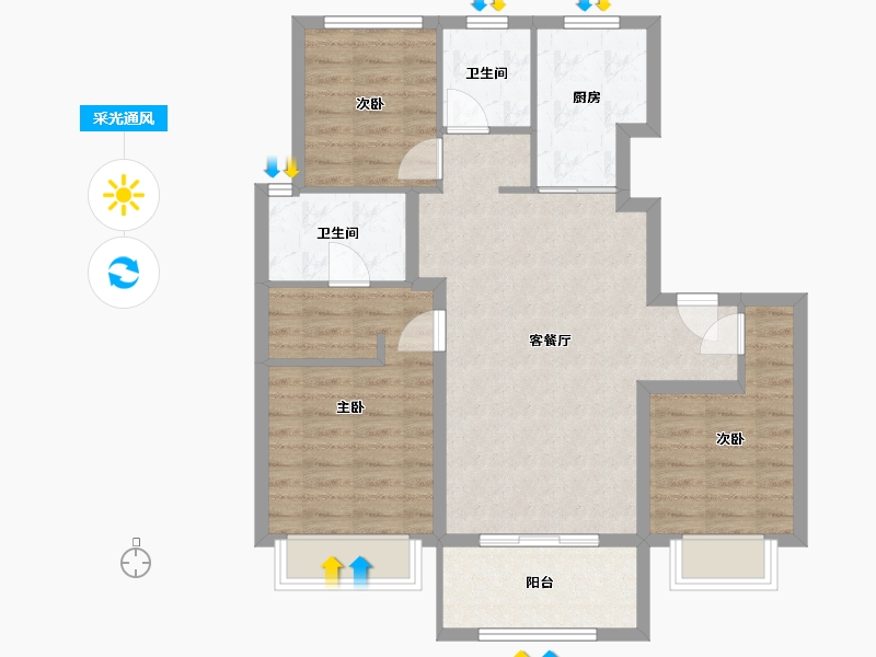 山西省-临汾市-翰林学府-109.00-户型库-采光通风