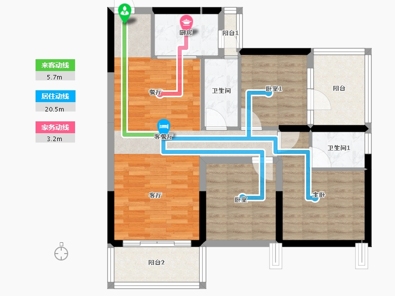 广东省-惠州市-海伦堡响水河畔-75.07-户型库-动静线