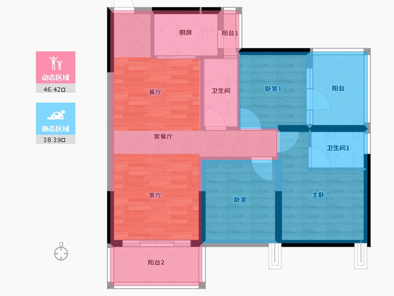 广东省-惠州市-海伦堡响水河畔-75.07-户型库-动静分区