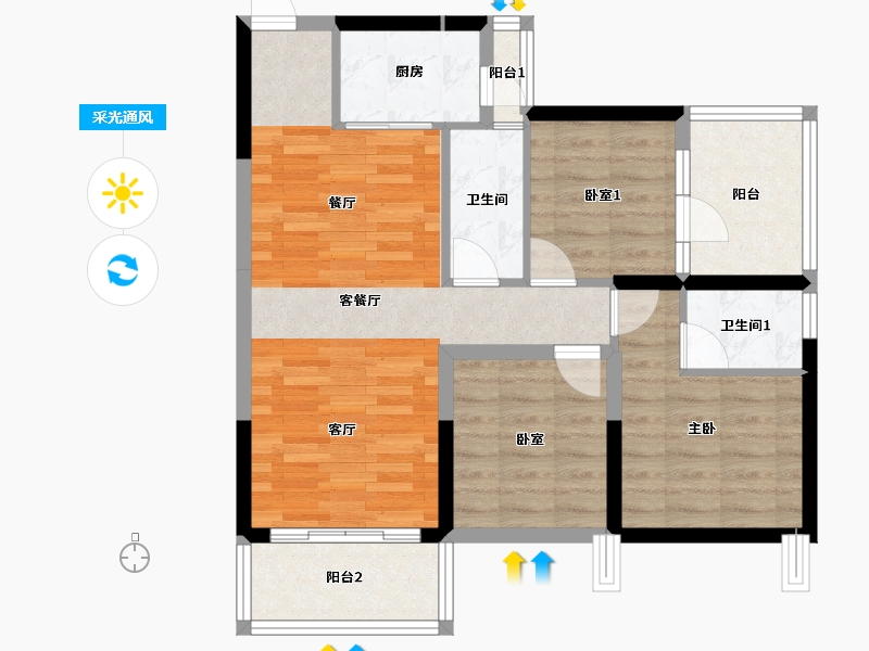 广东省-惠州市-海伦堡响水河畔-75.07-户型库-采光通风