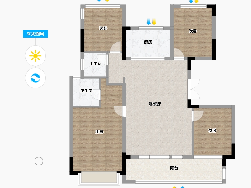 安徽省-合肥市-龙湖景璘玖序-111.61-户型库-采光通风