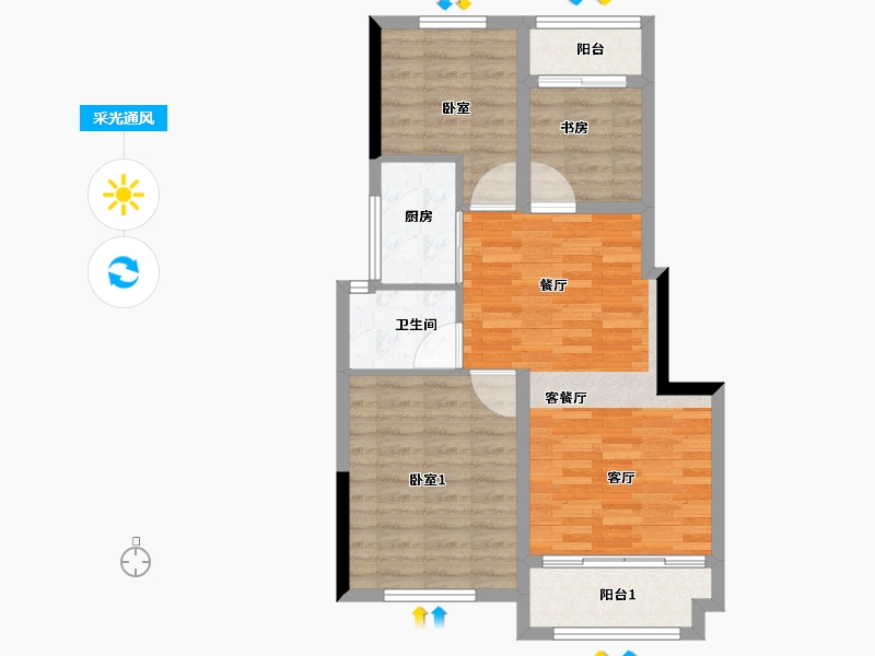 浙江省-湖州市-鸿润雅苑-70.40-户型库-采光通风