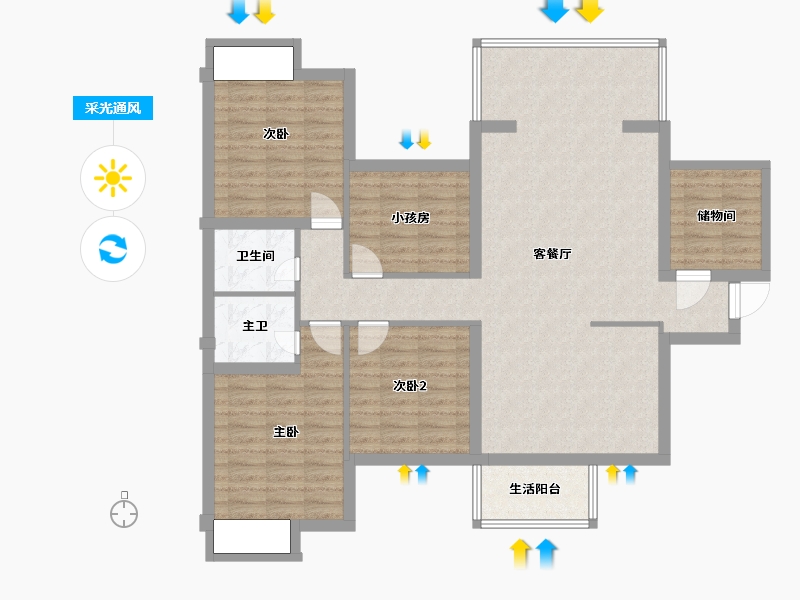 广西壮族自治区-南宁市-大都公馆-119.76-户型库-采光通风