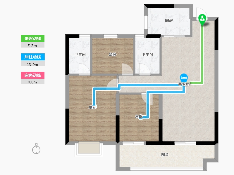 湖北省-咸宁市-咸宁·壹号院-92.97-户型库-动静线