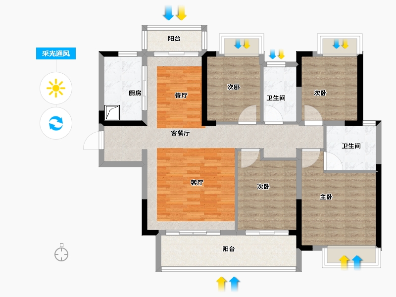 江西省-上饶市-玉山富力院士廷-109.02-户型库-采光通风