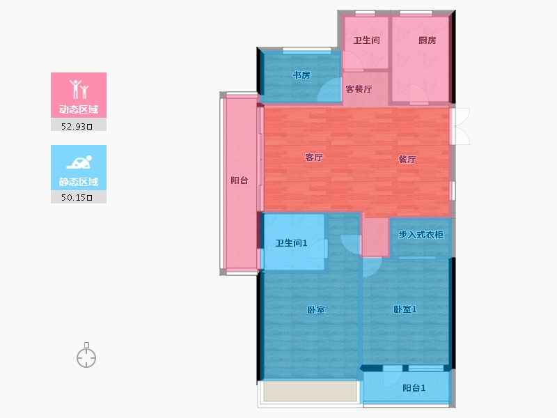 浙江省-湖州市-得力金宸湾-93.60-户型库-动静分区