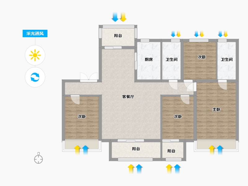 江苏省-扬州市-中信泰富锦棠-127.00-户型库-采光通风