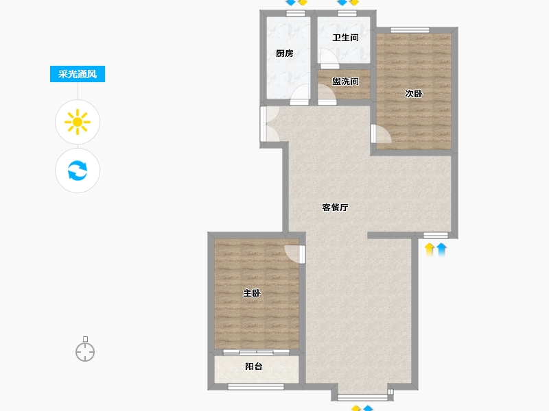 河北省-廊坊市-明珠广场燕南家园-100.00-户型库-采光通风