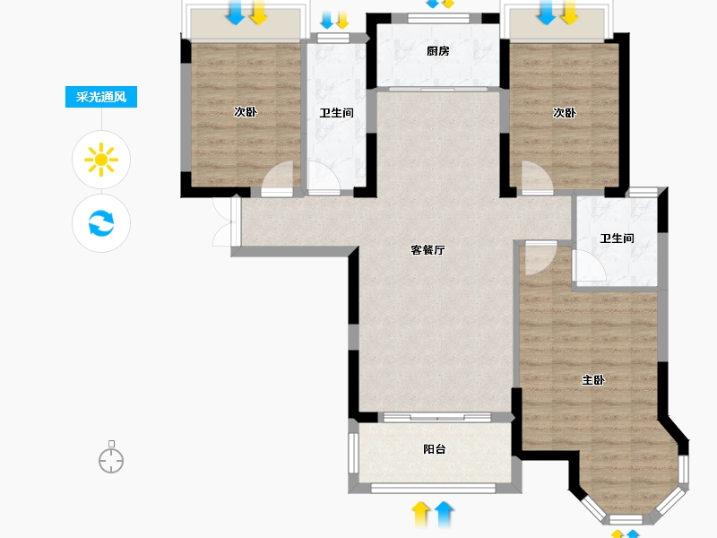 湖南省-永州市-苏通国际新城三期-120.00-户型库-采光通风