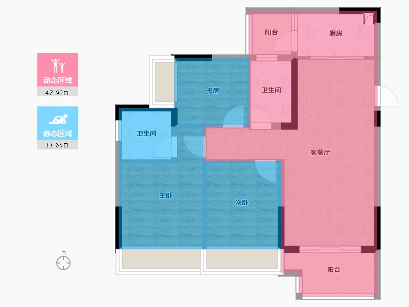 重庆-重庆市-绿地涪陵城际空间站-99.00-户型库-动静分区