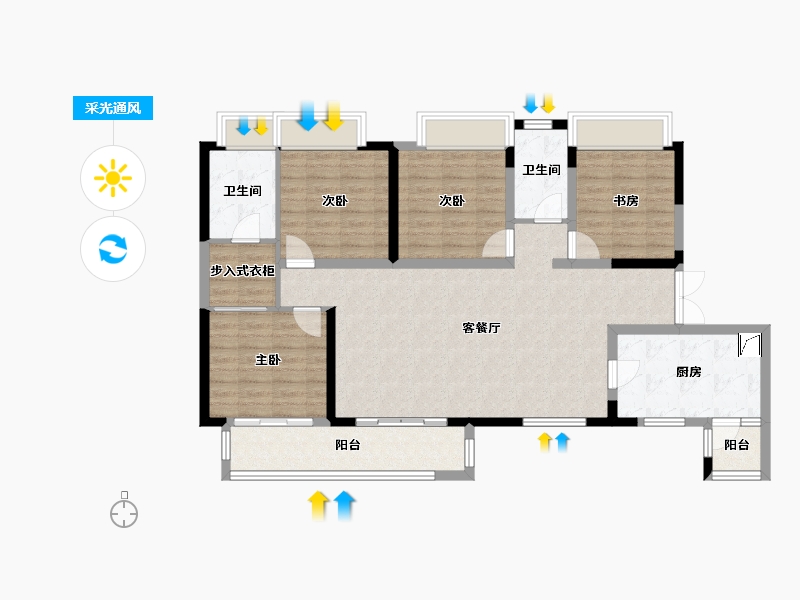 贵州省-贵阳市-华润国际-120.00-户型库-采光通风