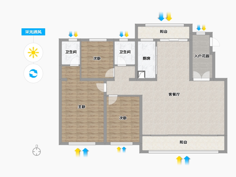 山西省-临汾市-四季花都-131.00-户型库-采光通风