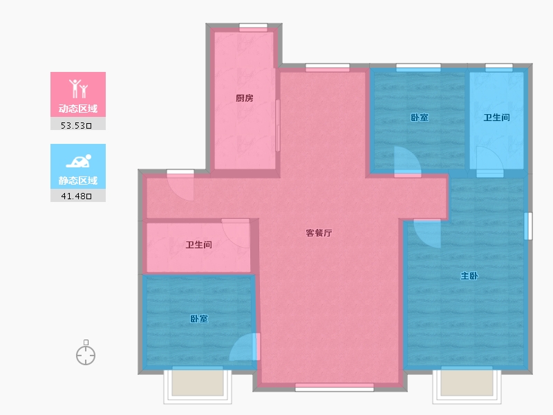 黑龙江省-哈尔滨市-汇智五洲城-96.00-户型库-动静分区