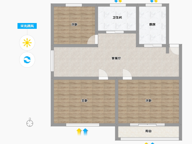 安徽省-合肥市-方桥新镇-90.00-户型库-采光通风