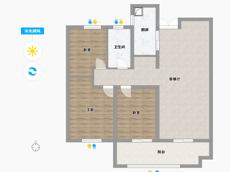 山东省-菏泽市-中南花城-98.00-户型库-采光通风