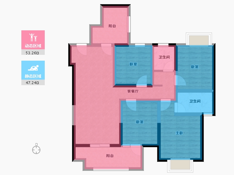 云南省-昆明市-安宁吾悦广场-95.66-户型库-动静分区