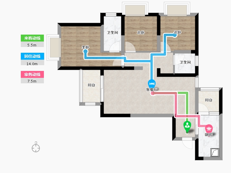 重庆-重庆市-雍锦府-80.00-户型库-动静线