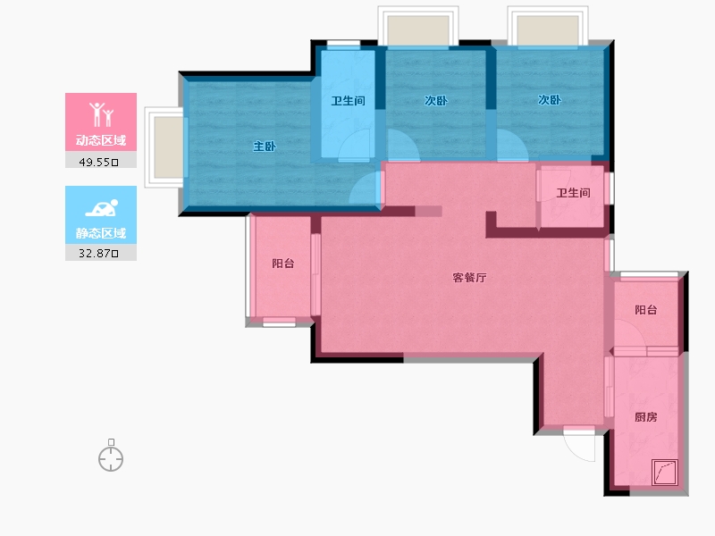 重庆-重庆市-雍锦府-80.00-户型库-动静分区