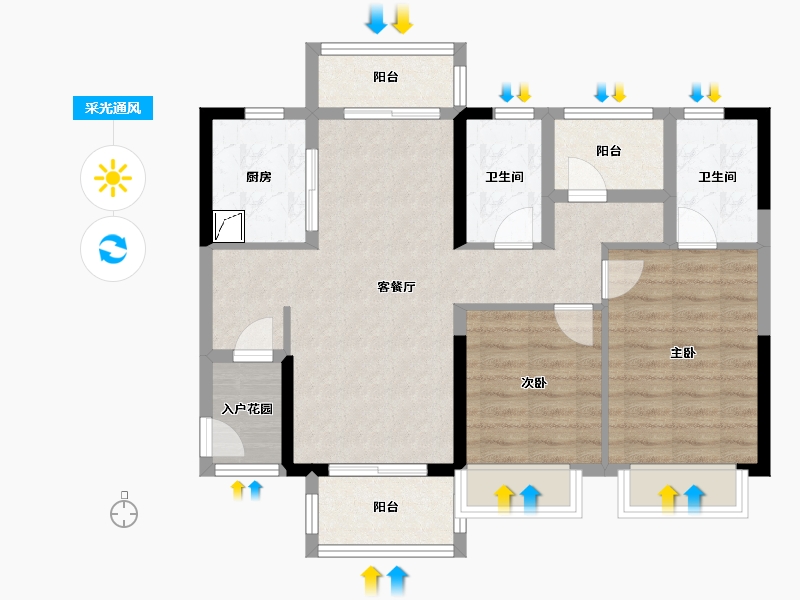 广东省-肇庆市-华润·观山悦园-79.98-户型库-采光通风