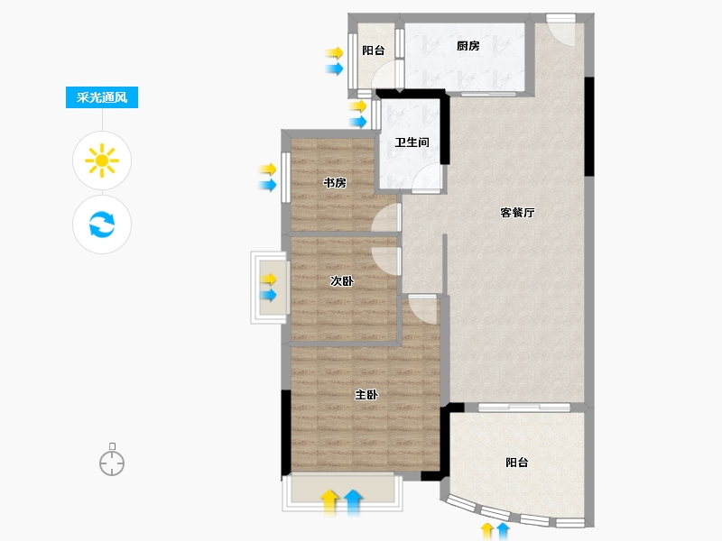 湖北省-咸宁市-泉韵小区-90.00-户型库-采光通风