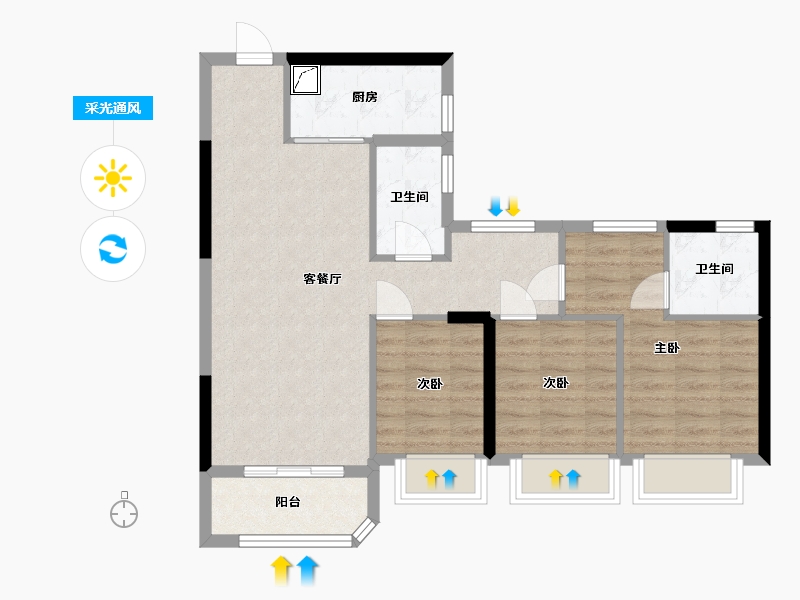 广东省-珠海市-中海星筑-78.00-户型库-采光通风