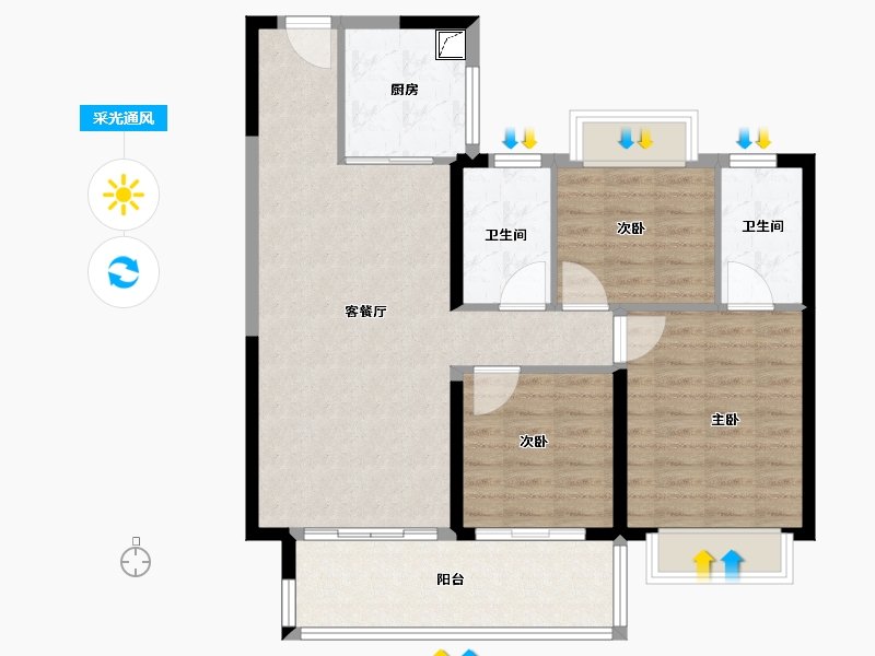 江苏省-南通市-中南江滨悦-90.00-户型库-采光通风