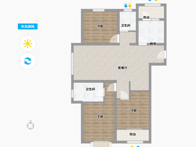 山东省-德州市-阳光幸福城-98.00-户型库-采光通风