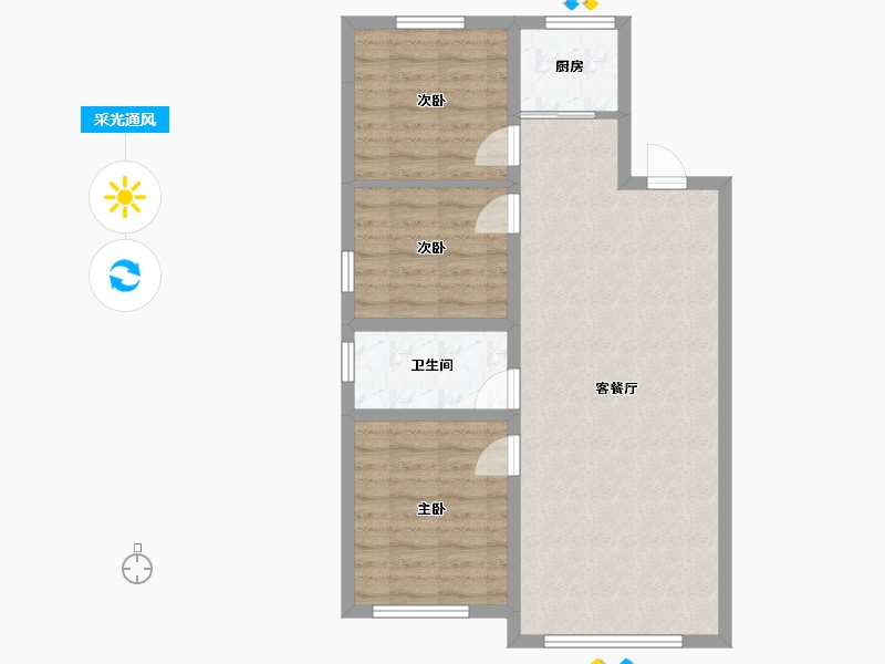 内蒙古自治区-赤峰市-天宫阁小区-90.00-户型库-采光通风