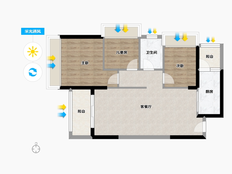 广东省-清远市-海伦堡海琴湾-73.59-户型库-采光通风