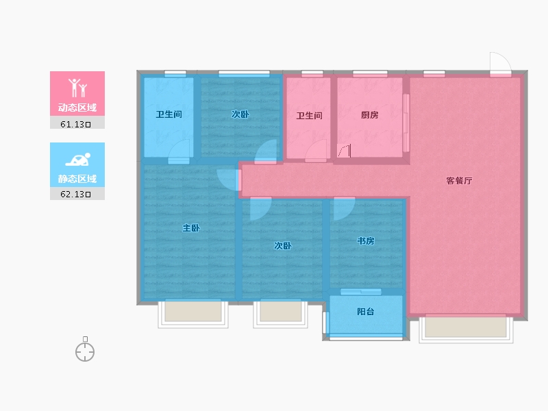 甘肃省-兰州市-雅戈尔·时代之星营销中心-110.00-户型库-动静分区