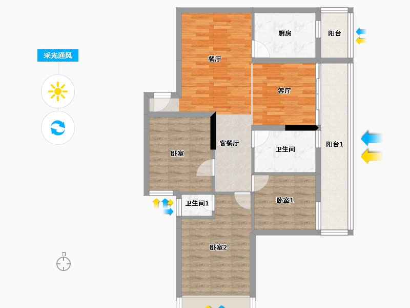 广东省-惠州市-汇一城-86.37-户型库-采光通风