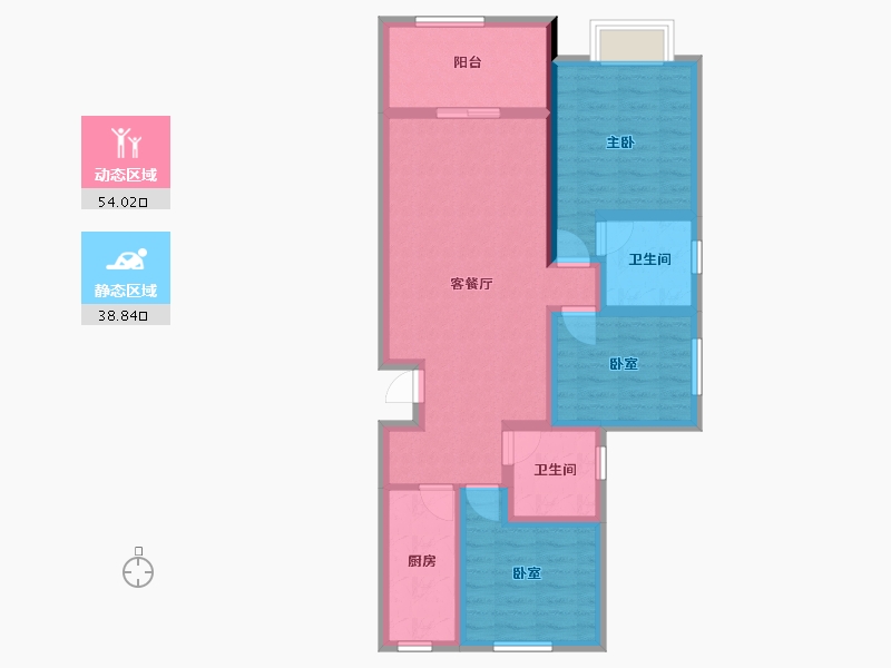 陕西省-咸阳市-旺家温泉华府-94.63-户型库-动静分区