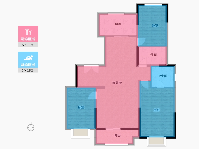 内蒙古自治区-通辽市-通辽富力城-119.12-户型库-动静分区