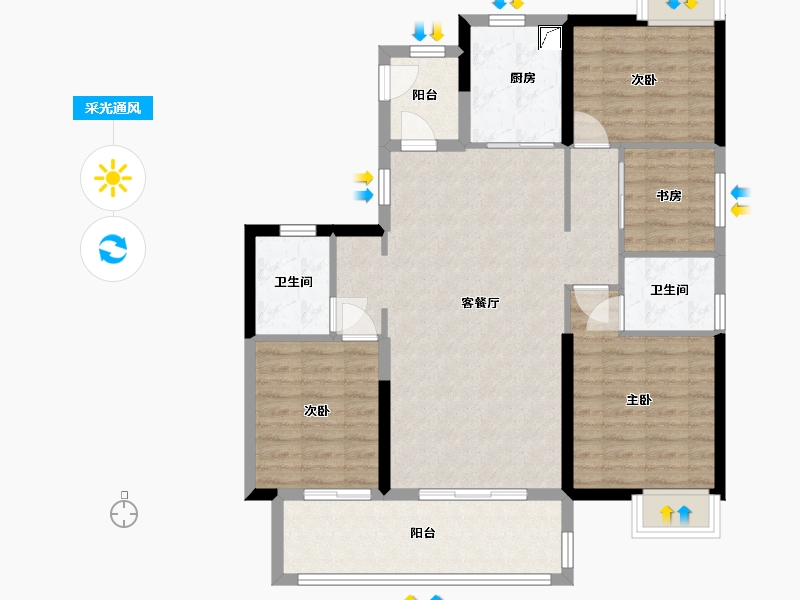 湖南省-岳阳市-君临惠城-102.00-户型库-采光通风