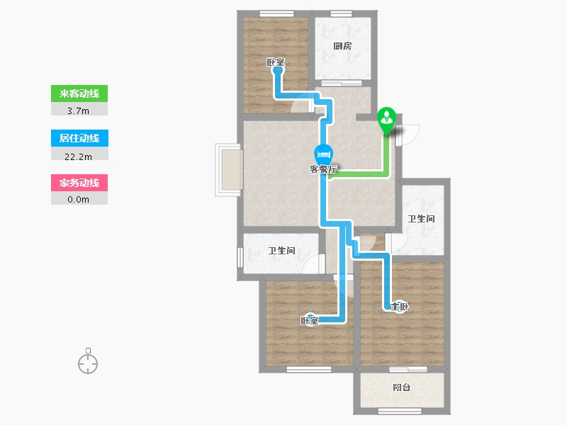 山东省-青岛市-卓越花园1期-87.37-户型库-动静线