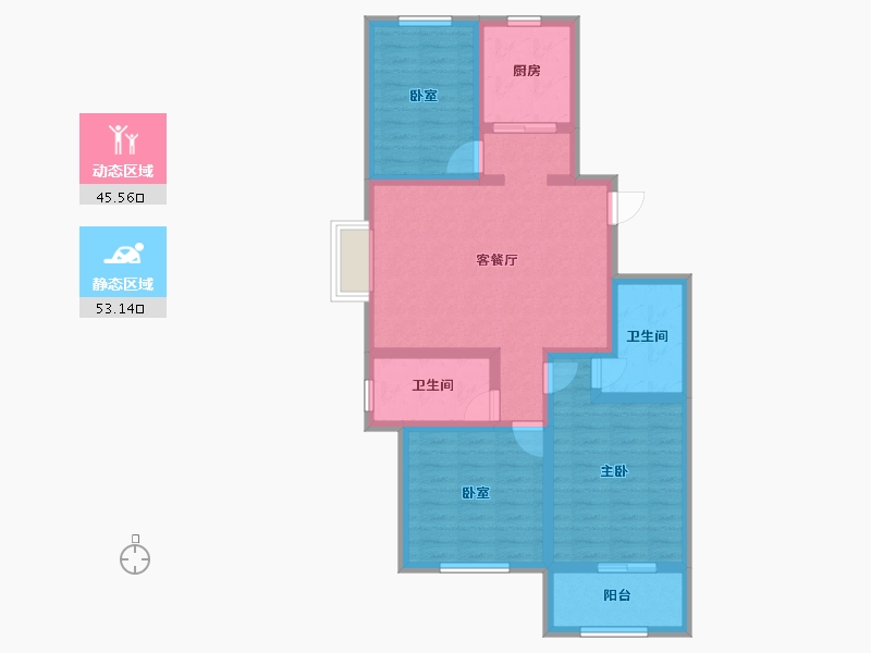 山东省-青岛市-卓越花园1期-87.37-户型库-动静分区