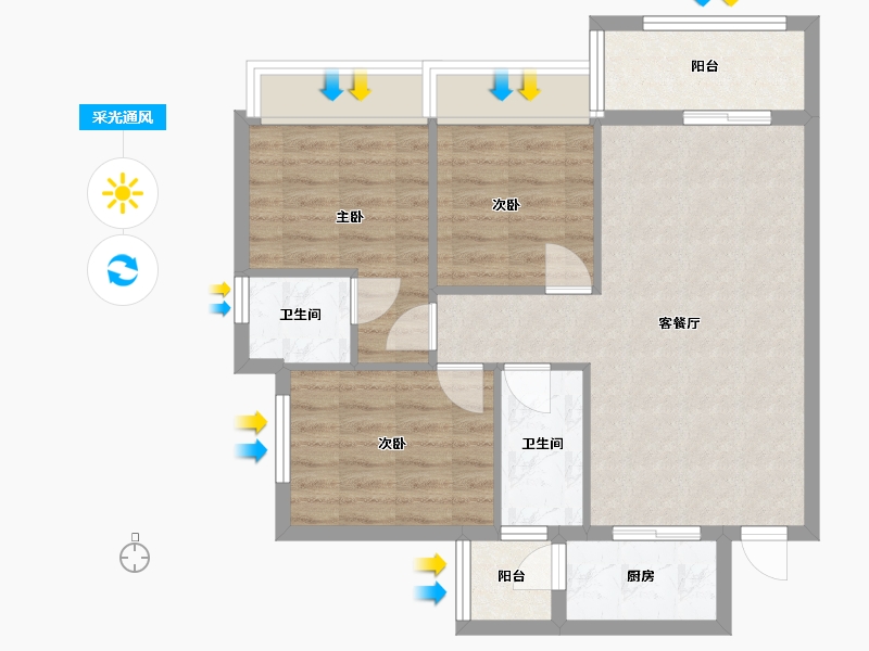 广西壮族自治区-南宁市-南站新城-90.00-户型库-采光通风