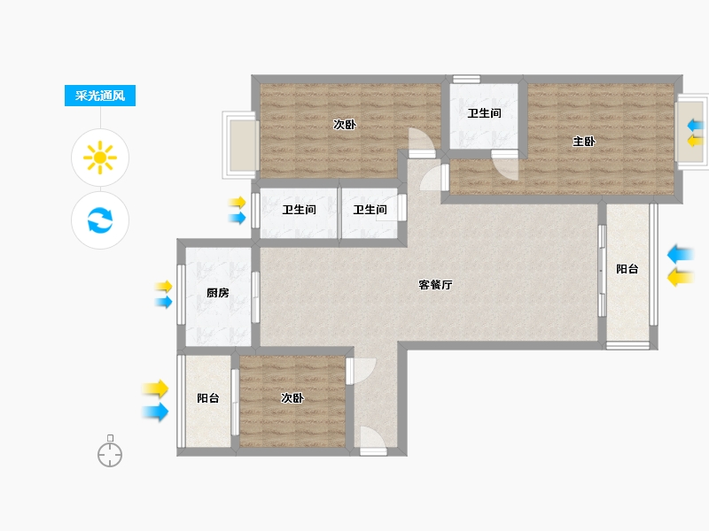 湖南省-衡阳市-宜府锦城-127.00-户型库-采光通风