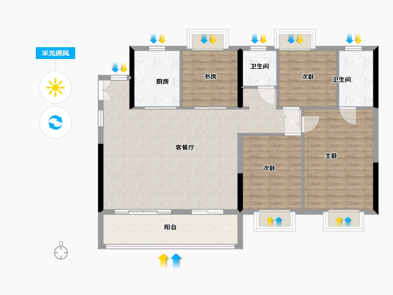 福建省-福州市-大东海晋棠府-115.00-户型库-采光通风