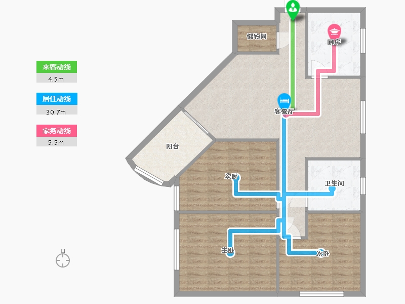 河南省-郑州市-黄金叶小区(紫荆山路)-101.00-户型库-动静线