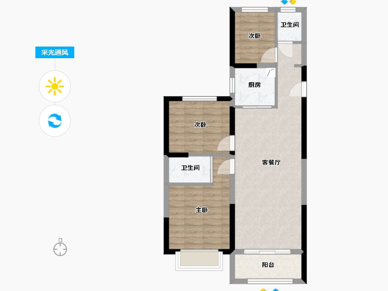 河南省-郑州市-亚星环翠居-90.00-户型库-采光通风