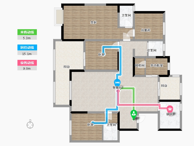 河南省-郑州市-普罗旺世·龙之梦东苑-177.00-户型库-动静线