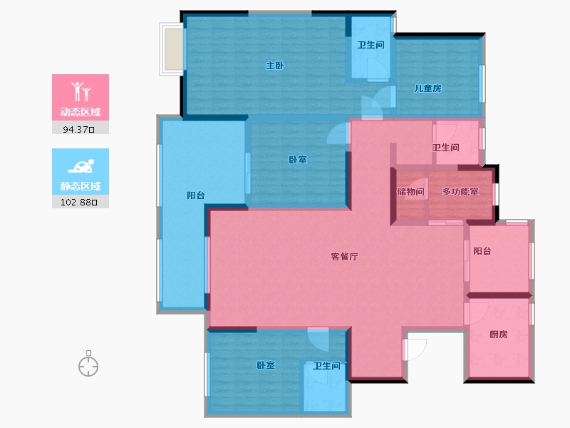 河南省-郑州市-普罗旺世·龙之梦东苑-177.00-户型库-动静分区