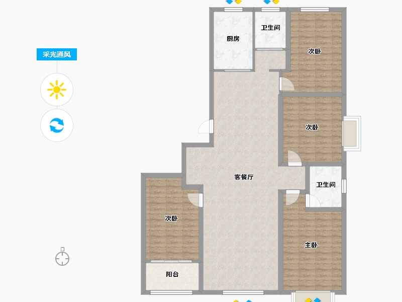 山东省-潍坊市-九州方圆国际-135.00-户型库-采光通风