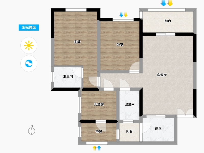 四川省-巴中市-成中·江与城-84.00-户型库-采光通风