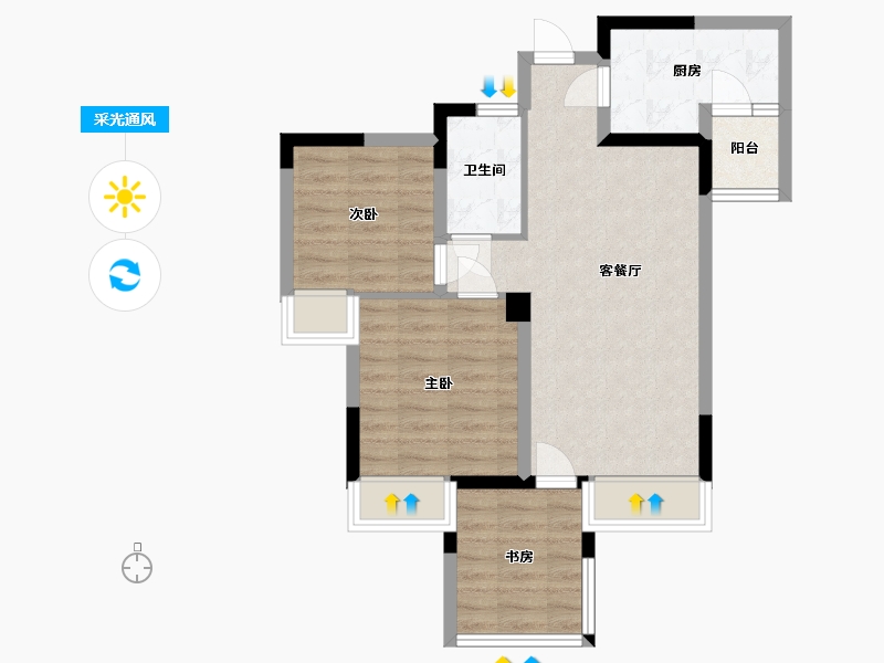 四川省-成都市-龙樾-80.00-户型库-采光通风